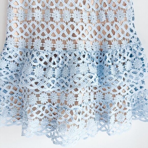 Lulu's Beauty and Lace  Light Blue Crochet Lace Mini Dress L - Picture 6 of 10